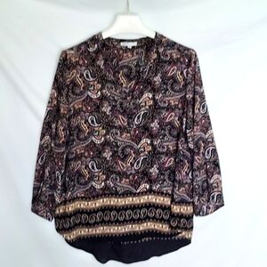 DR2 Paisley Border Print Blouse - Black, Purple, Cream